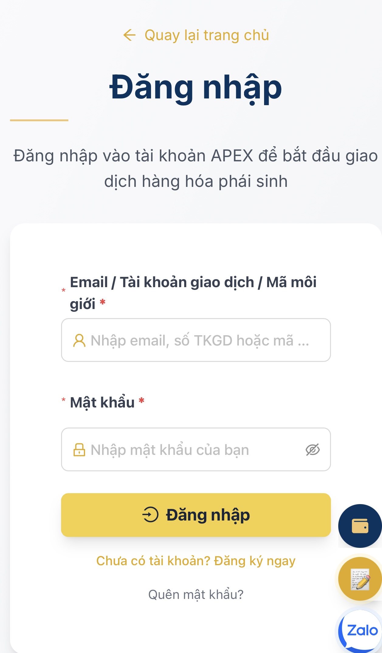 Bước 2: Màn hình đăng nhập APEX