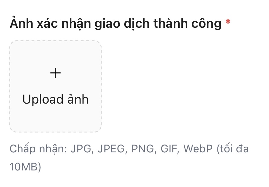 Bước 8: Upload ảnh giao dịch thành công
